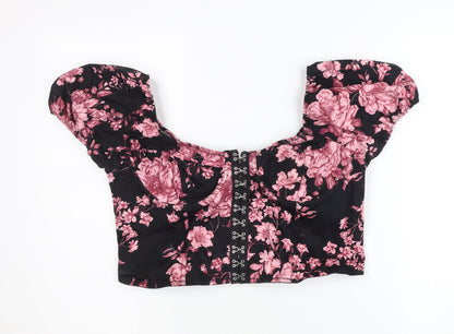 West of Melrose Women’s Multicoloured Floral Crop Blouse XL Puff Sleeve Summer