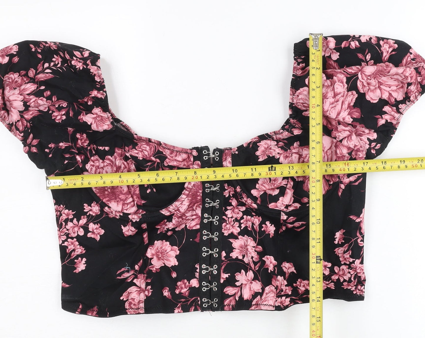 West of Melrose Women’s Multicoloured Floral Crop Blouse XL Puff Sleeve Summer