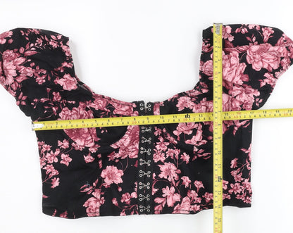 West of Melrose Women’s Multicoloured Floral Crop Blouse XL Puff Sleeve Summer