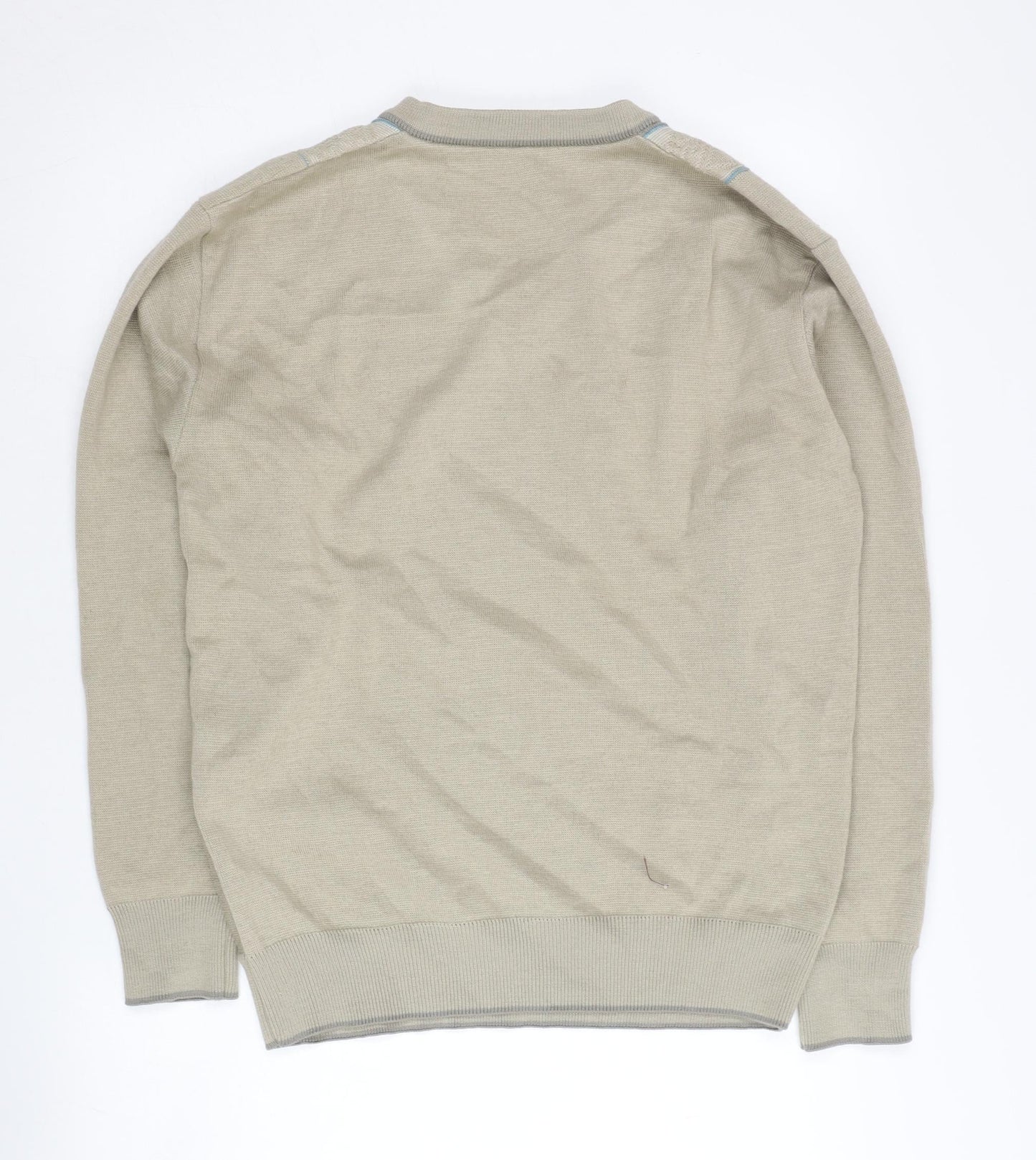 Gabicci Men’s Beige Wool Blend V-Neck Pullover Jumper Size M