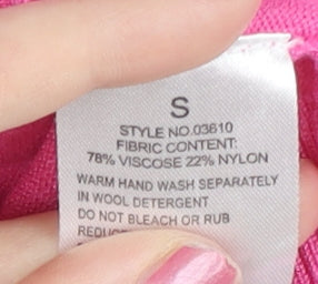 CMD Womens Pink V-Neck Ruffle Cardigan S Knit 3/4 Sleeve