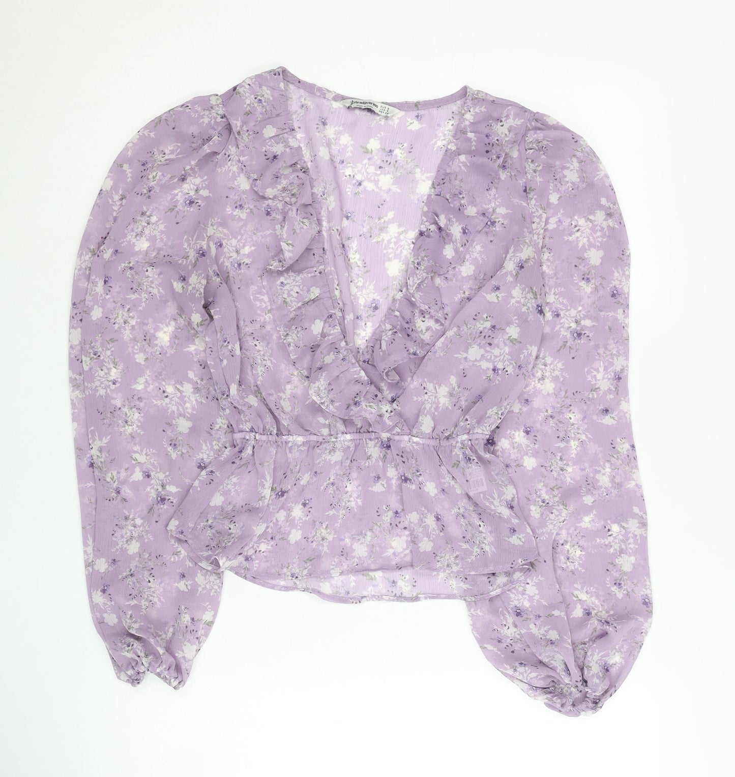 Womens UK Size 8 Stradivarius Purple Wrap Blouse