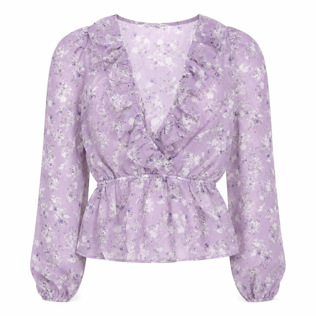 Womens UK Size 8 Stradivarius Purple Wrap Blouse