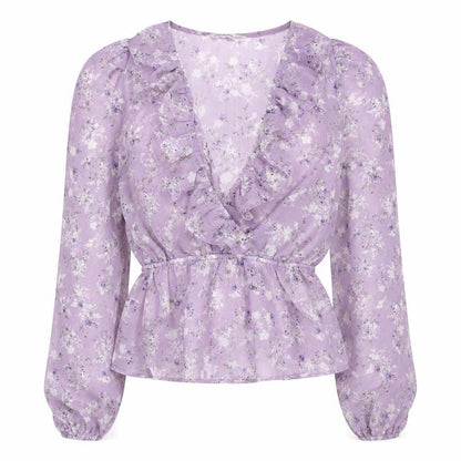 Womens UK Size 8 Stradivarius Purple Wrap Blouse