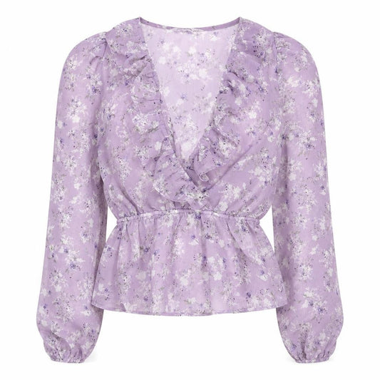 Womens UK Size 8 Stradivarius Purple Wrap Blouse