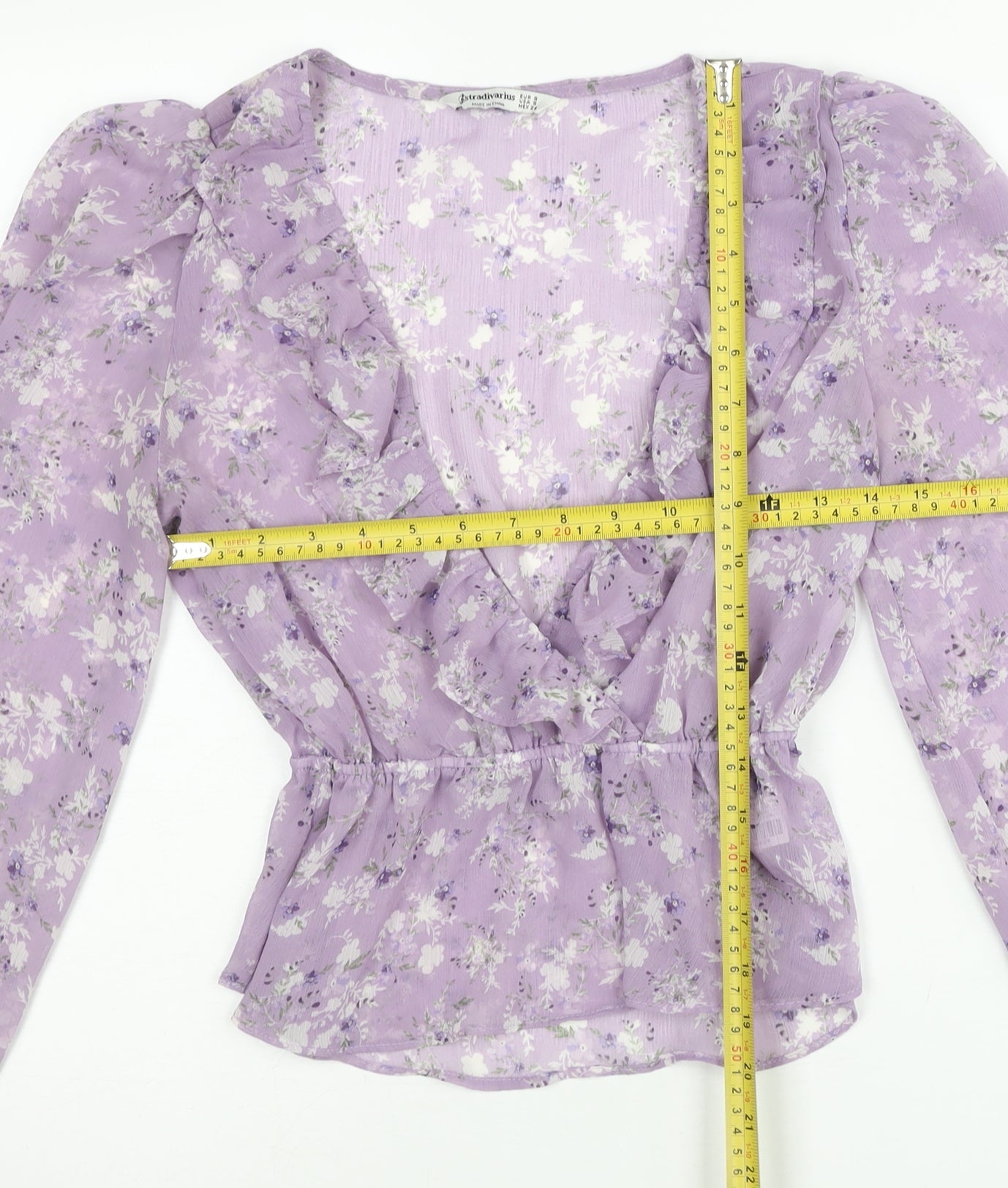 Womens UK Size 8 Stradivarius Purple Wrap Blouse