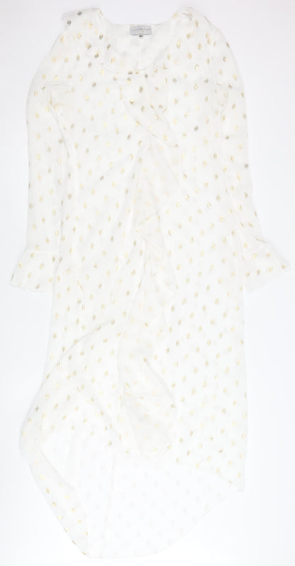 Never Fully Dressed Women’s White Gold Polka Dot Midi Wrap Dress M