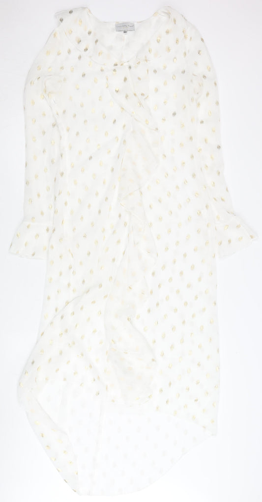 Never Fully Dressed Women’s White Gold Polka Dot Midi Wrap Dress M