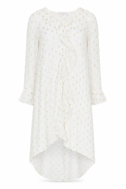 Never Fully Dressed Women’s White Gold Polka Dot Midi Wrap Dress M