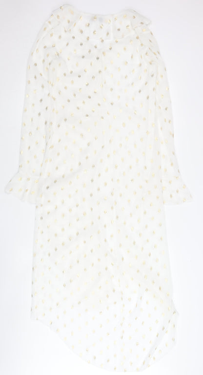 Never Fully Dressed Women’s White Gold Polka Dot Midi Wrap Dress M