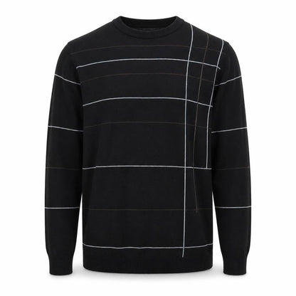 Matinee Men’s Black Striped Crew Neck Knit Jumper Size L