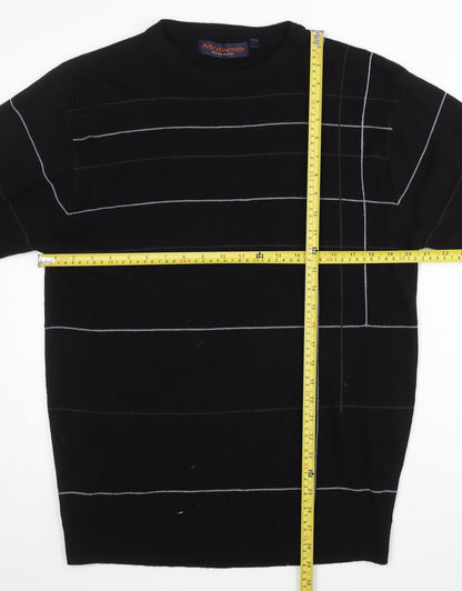 Matinee Men’s Black Striped Crew Neck Knit Jumper Size L