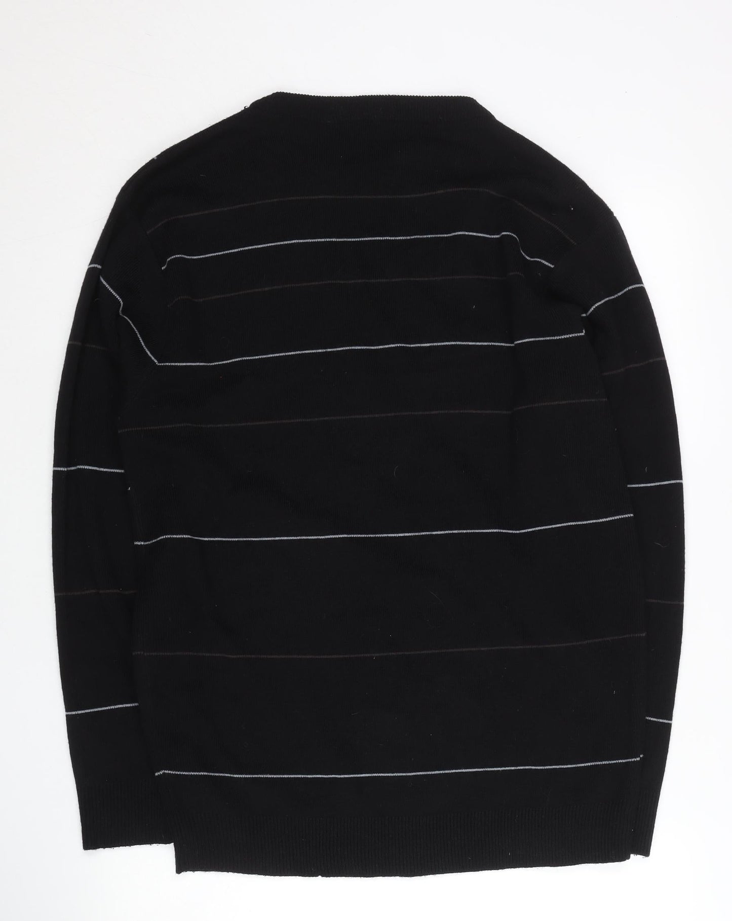 Matinee Men’s Black Striped Crew Neck Knit Jumper Size L