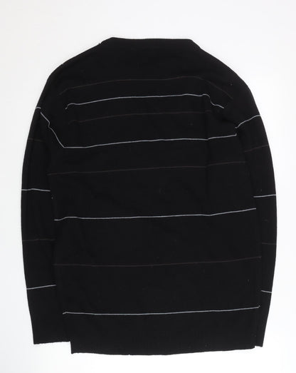Matinee Men’s Black Striped Crew Neck Knit Jumper Size L