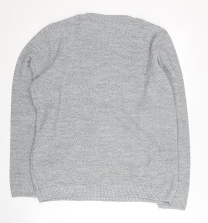 Topman Men's Grey Cable Knit Acrylic Jumper Size M Crew Neck Pullover