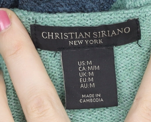 Christian Siriano Women’s Green Blue Striped Pullover Jumper M