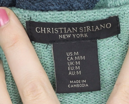 Christian Siriano Women’s Green Blue Striped Pullover Jumper M