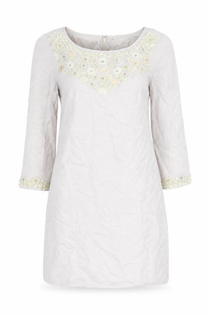 Monsoon Women’s Ivory Beaded Shift Dress Size 10 Wedding Party
