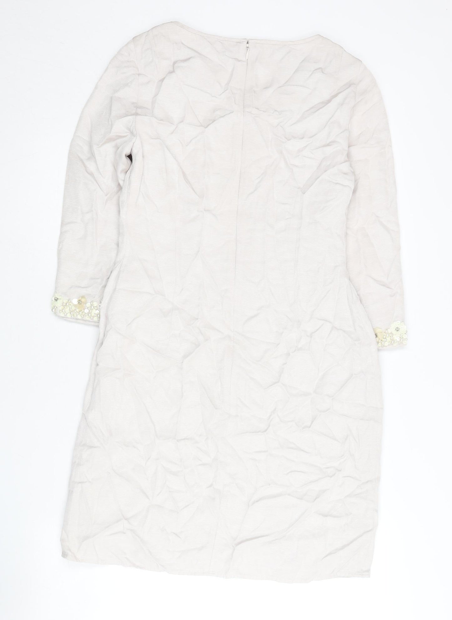 Monsoon Women’s Ivory Beaded Shift Dress Size 10 Wedding Party