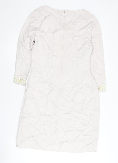 Monsoon Women’s Ivory Beaded Shift Dress Size 10 Wedding Party