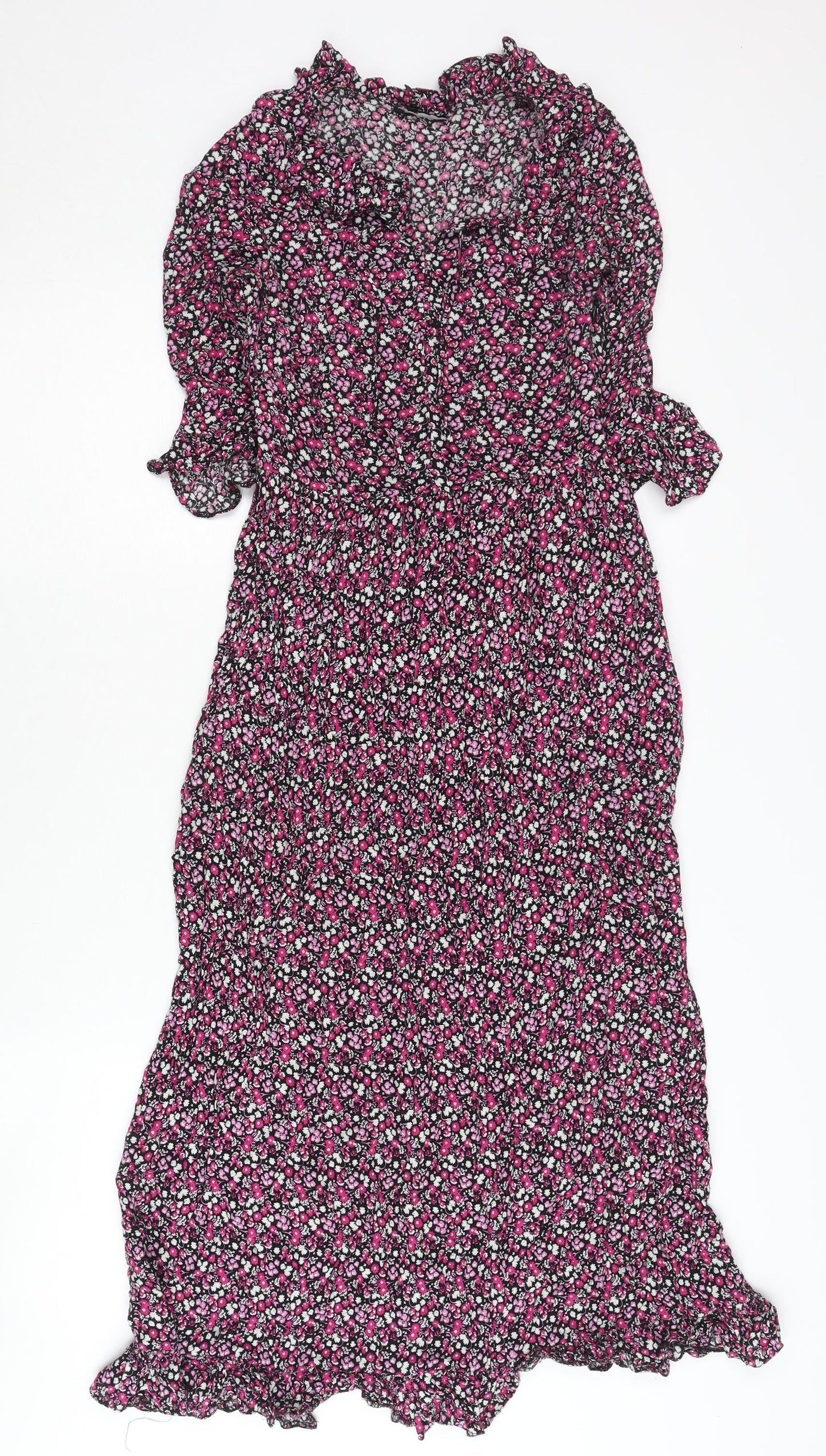 Nobody's Child Women's Multicoloured Floral Midi Dress UK 8