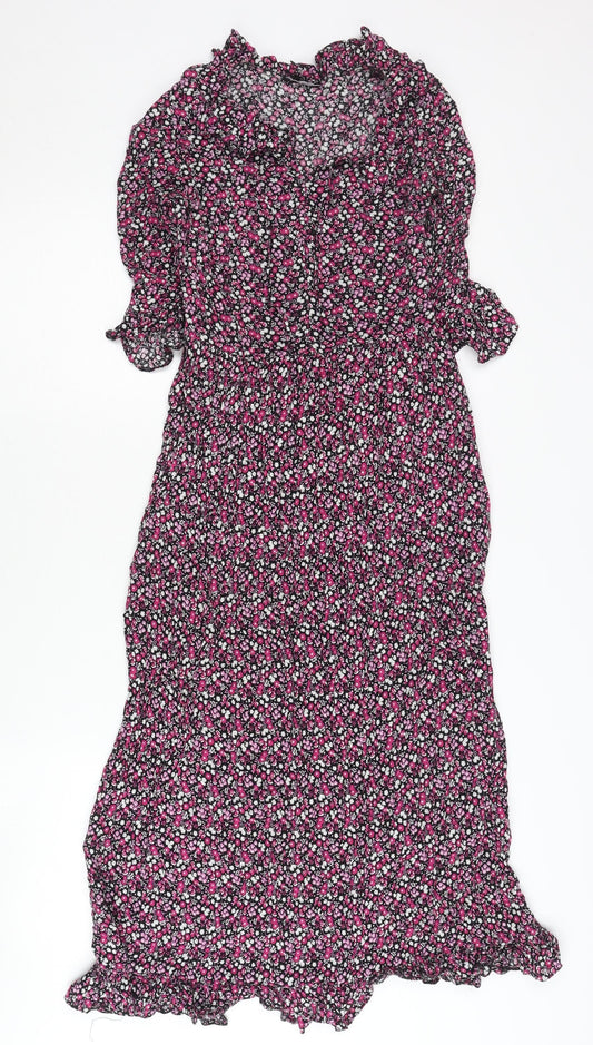 Nobody's Child Women's Multicoloured Floral Midi Dress UK 8