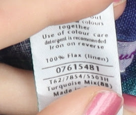 Marks and Spencer Women’s Blue Green Linen A-Line Floral Skirt Size 8