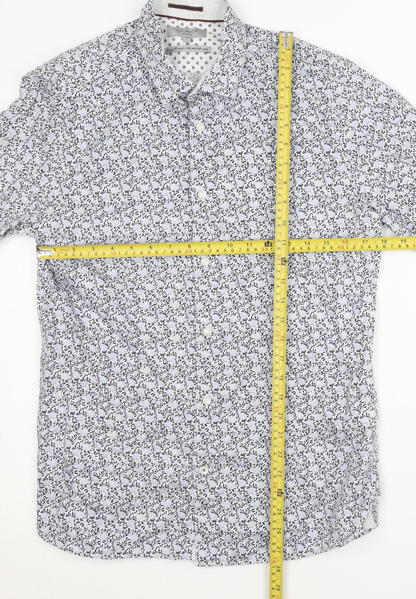 Ted Baker Mens Blue Floral Shirt Size M Regular Fit Casual