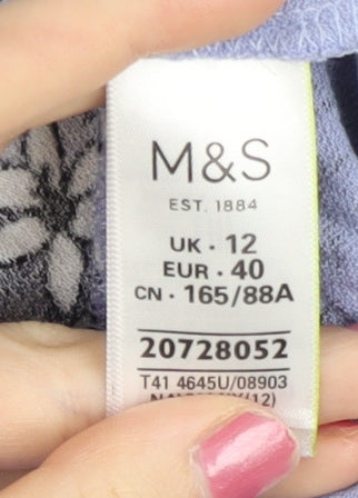 Womens UK Size 12 Marks and Spencer Blue Tunic Blouse