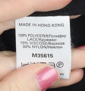 Next Womens Black Lace Collar Bodysuit UK 12 Long Sleeve Party