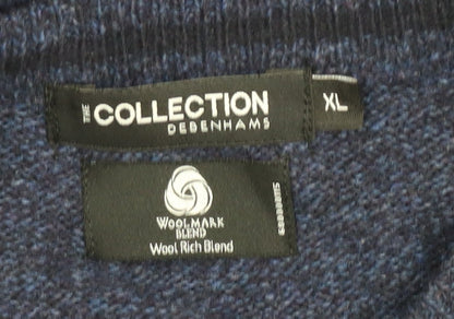 Debenhams Mens Blue XL Wool Blend Crew Neck Jumper Pullover