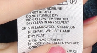 Debenhams Men’s Blue Wool Blend Jumper Size S Crew Neck