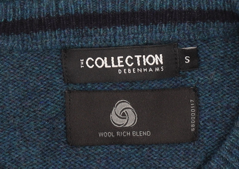 Debenhams Men’s Blue Wool Blend Jumper Size S Crew Neck