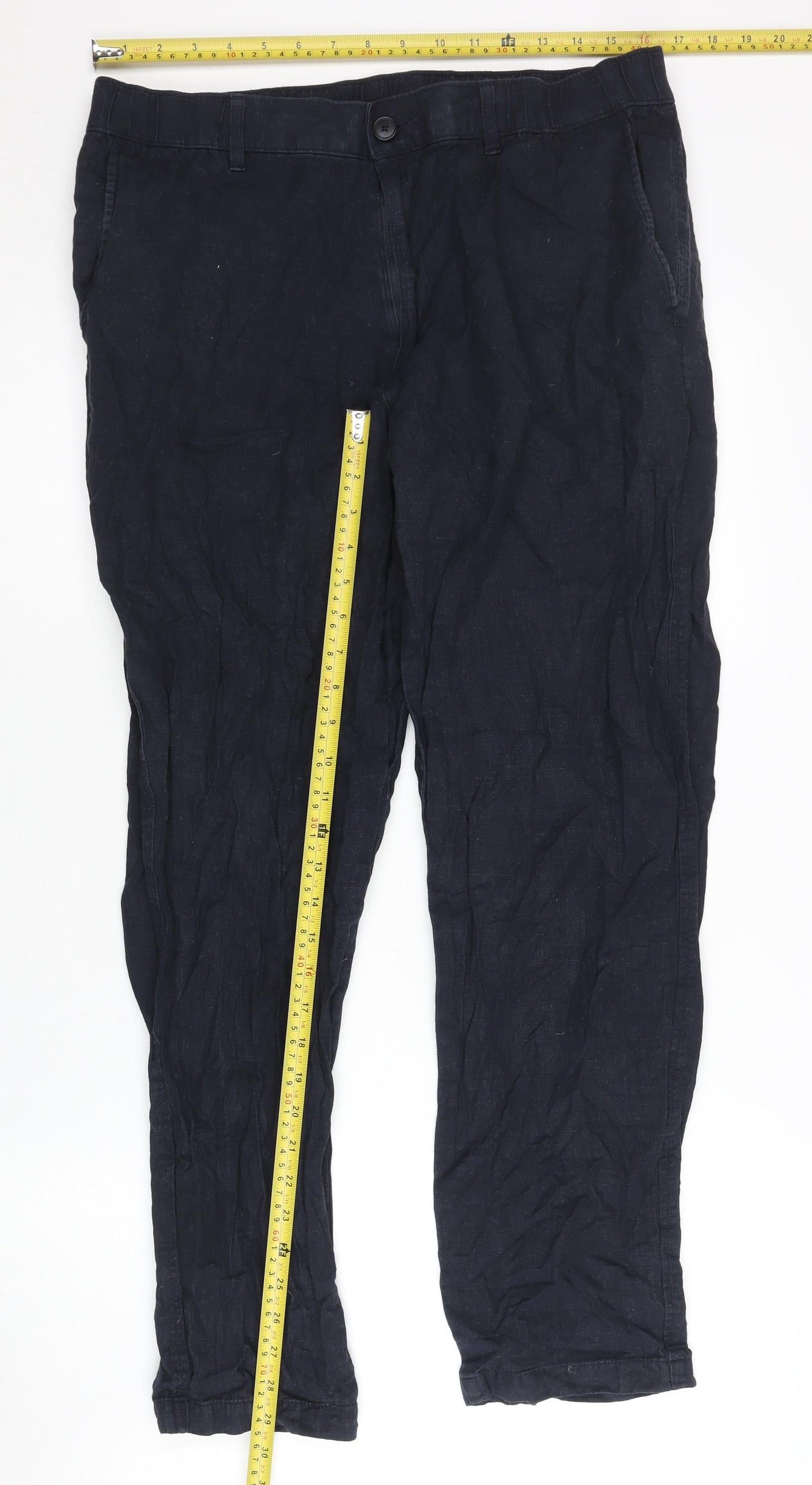 Womens UK Size L Uniqlo Regular Fit Chino Black Trousers