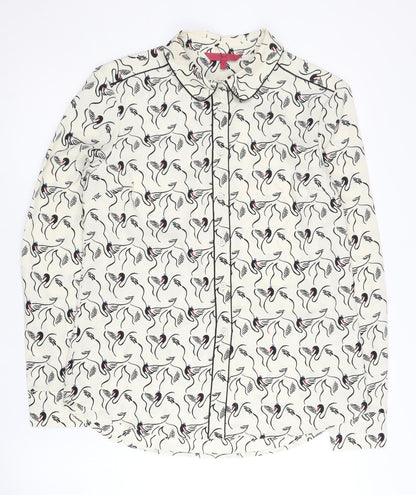Next Women’s Ivory Animal Print Button-Up Shirt Size 10
