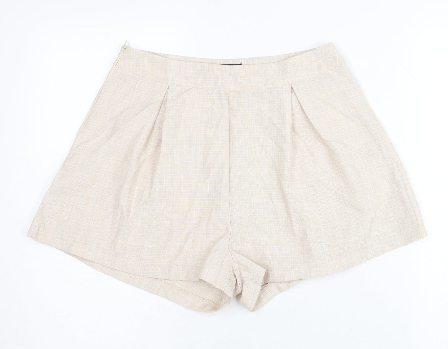 PrettyLittleThing Women’s Beige Size 10 Paperbag Pleated Shorts