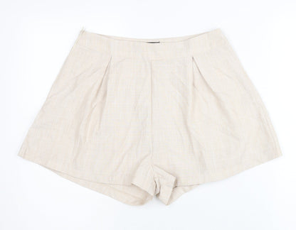 PrettyLittleThing Women’s Beige Size 10 Paperbag Pleated Shorts