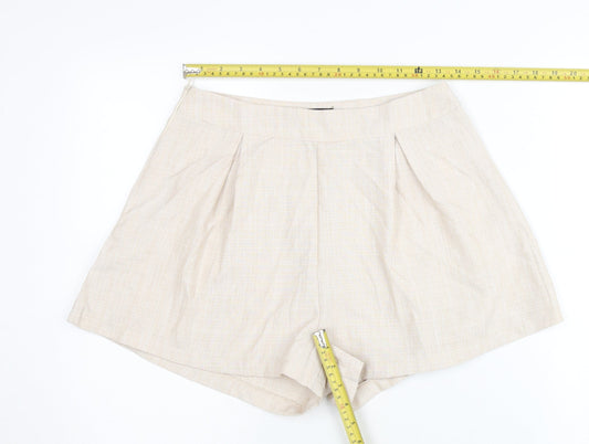 PrettyLittleThing Women’s Beige Size 10 Paperbag Pleated Shorts