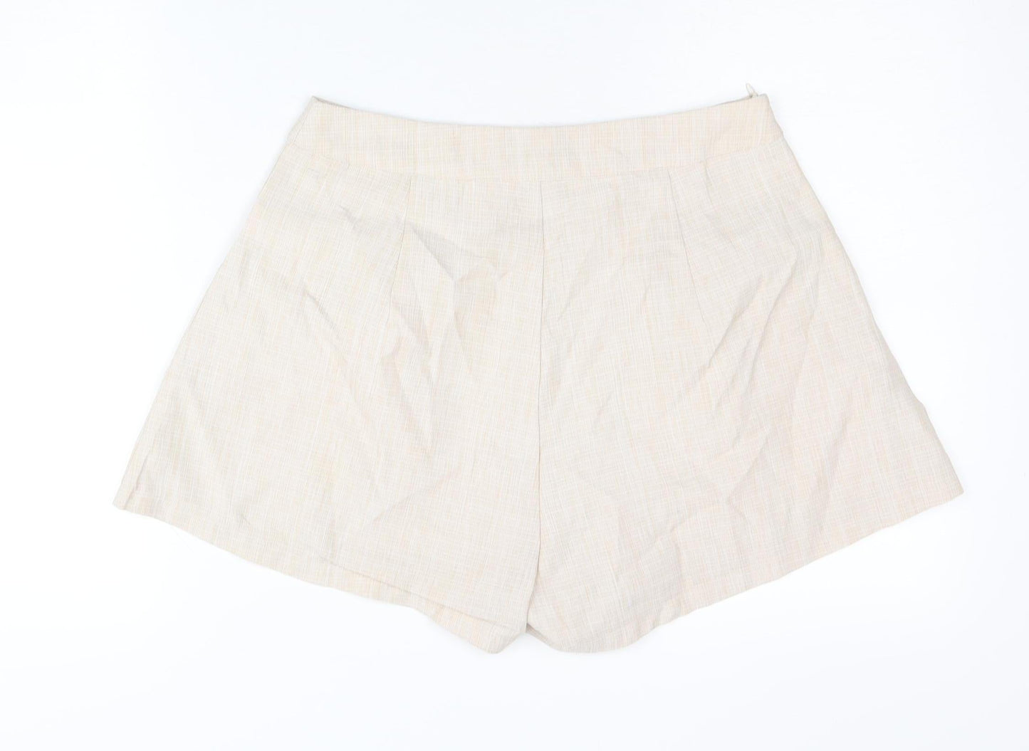 PrettyLittleThing Women’s Beige Size 10 Paperbag Pleated Shorts