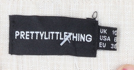 PrettyLittleThing Women’s Beige Size 10 Paperbag Pleated Shorts