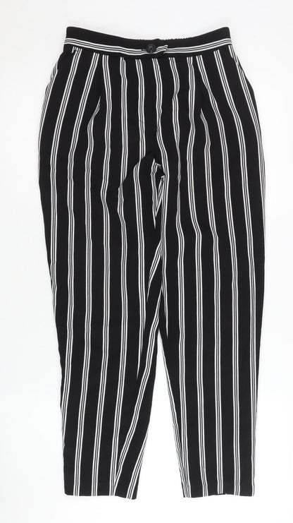 New Look Women’s Black White Striped Tapered Trousers Size 8