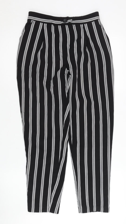 New Look Women’s Black White Striped Tapered Trousers Size 8
