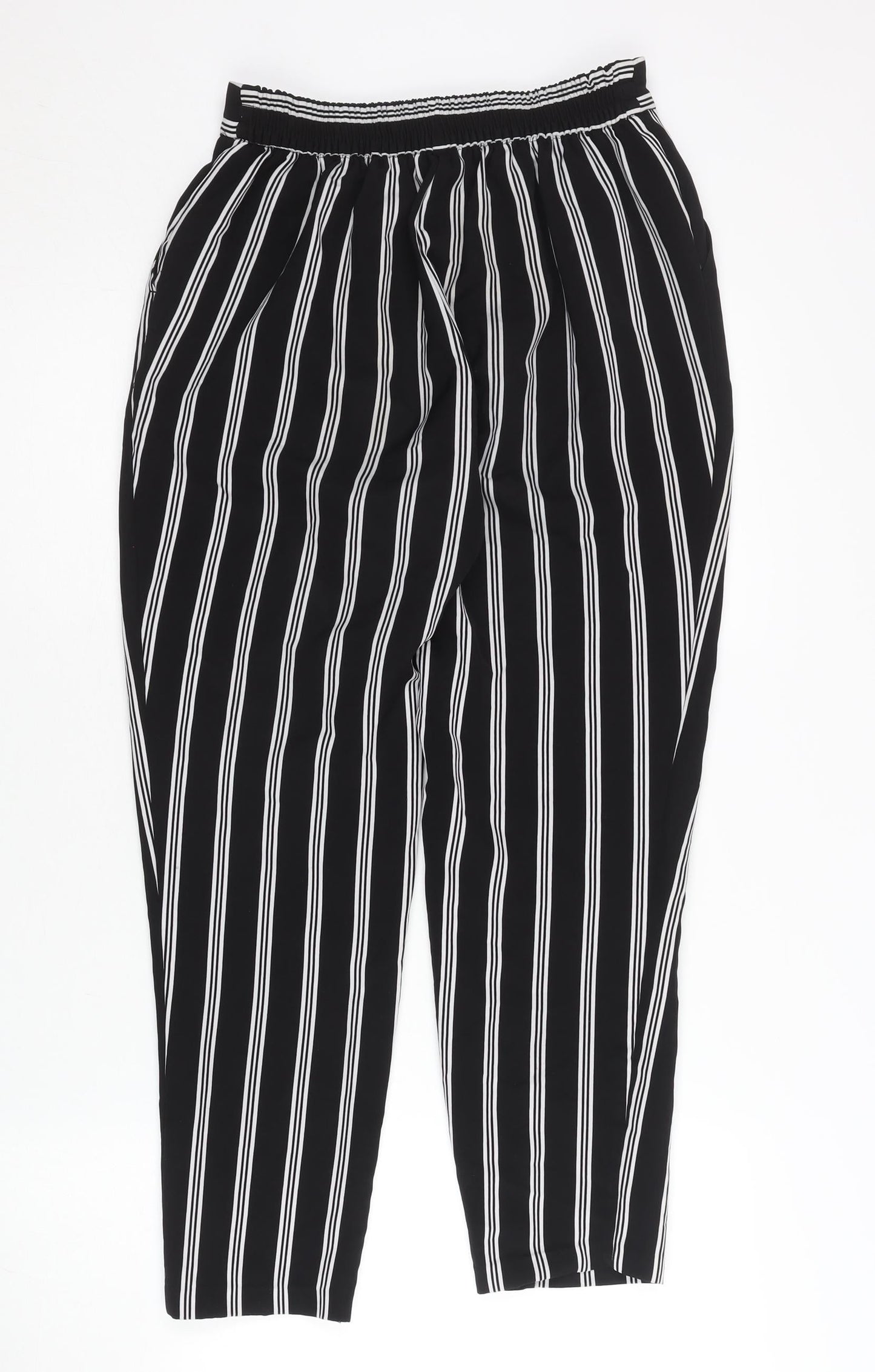 New Look Women’s Black White Striped Tapered Trousers Size 8