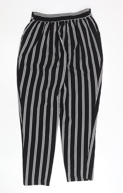 New Look Women’s Black White Striped Tapered Trousers Size 8