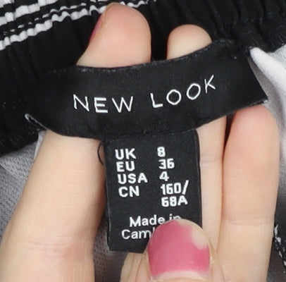 New Look Women’s Black White Striped Tapered Trousers Size 8