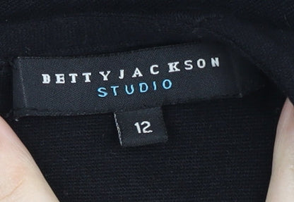 Betty Jackson Studio Women Black Size 12 Shift Bow Detail Dress