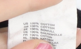 H&M Women Black & White Size 10 V-Neck Henley Knit Jumper