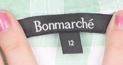 Bonmarché Women’s Green Check Sleeveless Button-Up Shirt Size 12