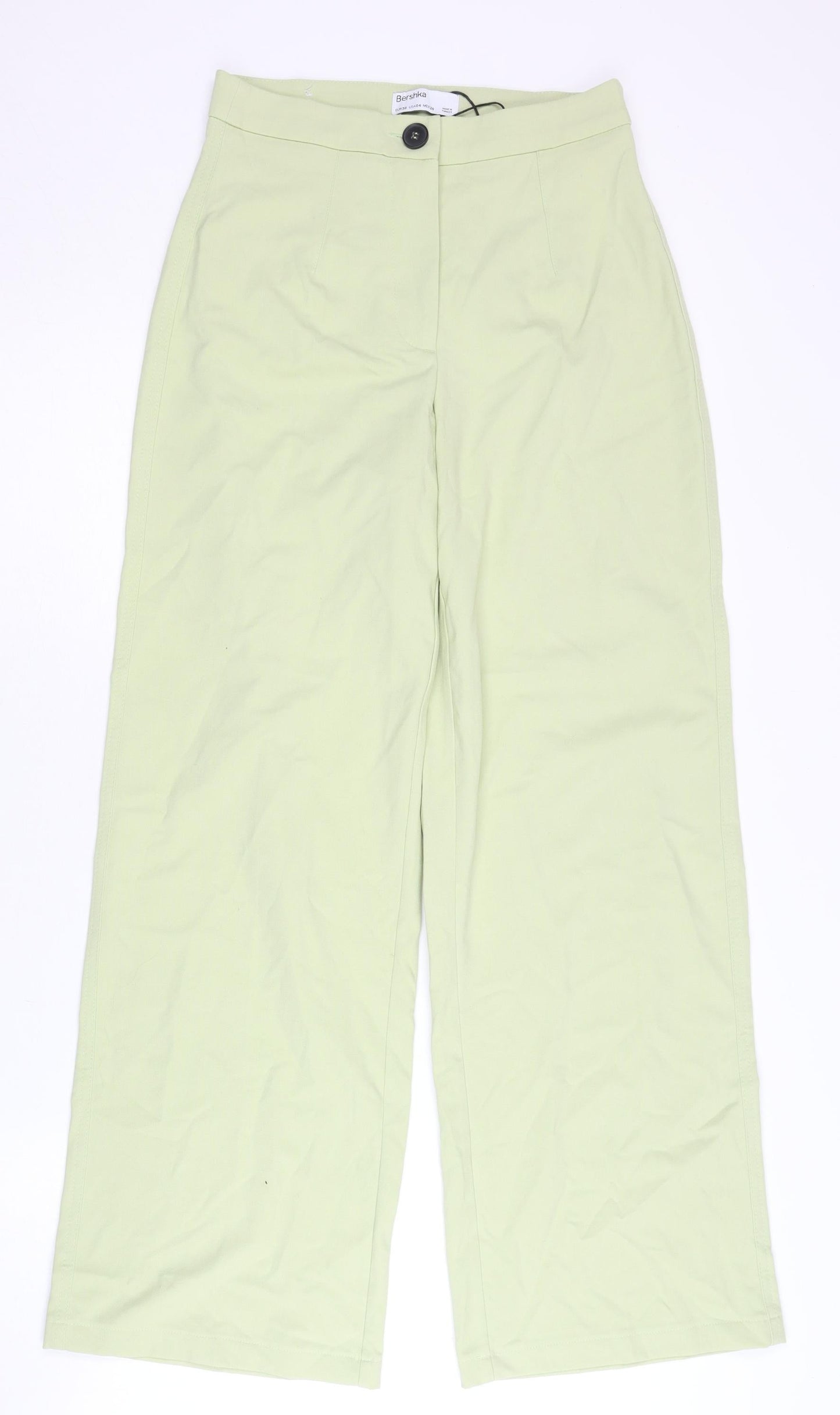 Bershka Women’s Green Wide-Leg High Rise Trousers Size 8