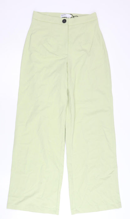 Bershka Women’s Green Wide-Leg High Rise Trousers Size 8